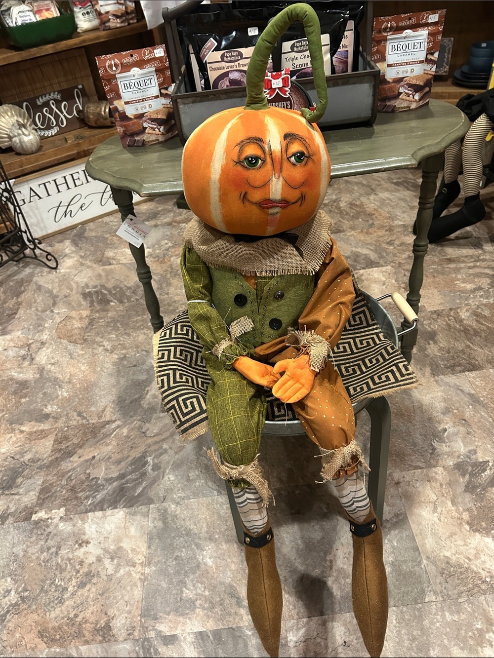 NWT Joe Spencer Patton Pumpkin-Head Handcrafted Plush Doll